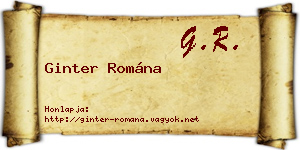 Ginter Romána névjegykártya